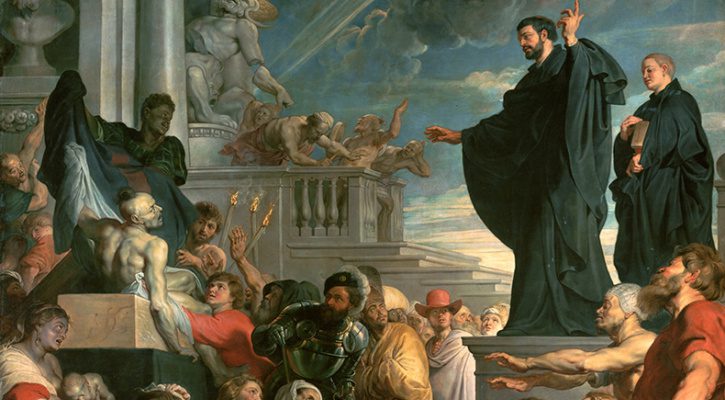 Painting titled The Miracles of St. Francis Xavier, by Peter Paul Rubens