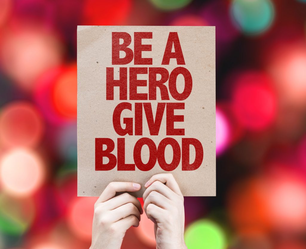 Be a Hero Give Blood sign